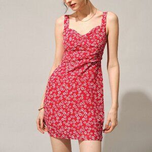 Rihoas The Red Sweetheart Neck Floral Slip Mini Dress (NEW)